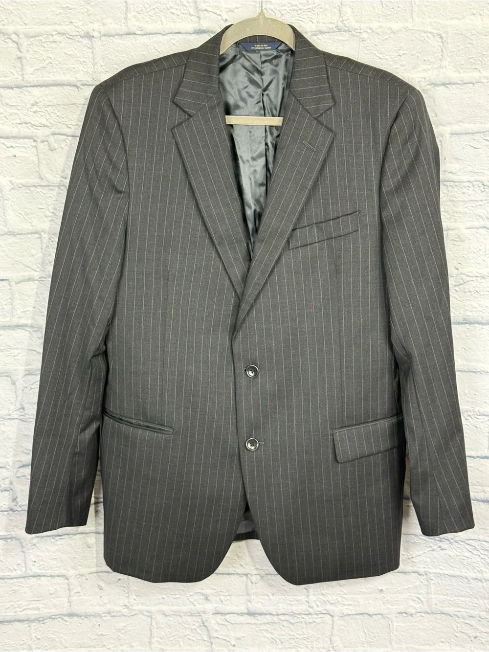 Men's Brooks Brothers 1818 Fitzgerald Gray Pinstripe Two-Button Blazer, 42 Reg